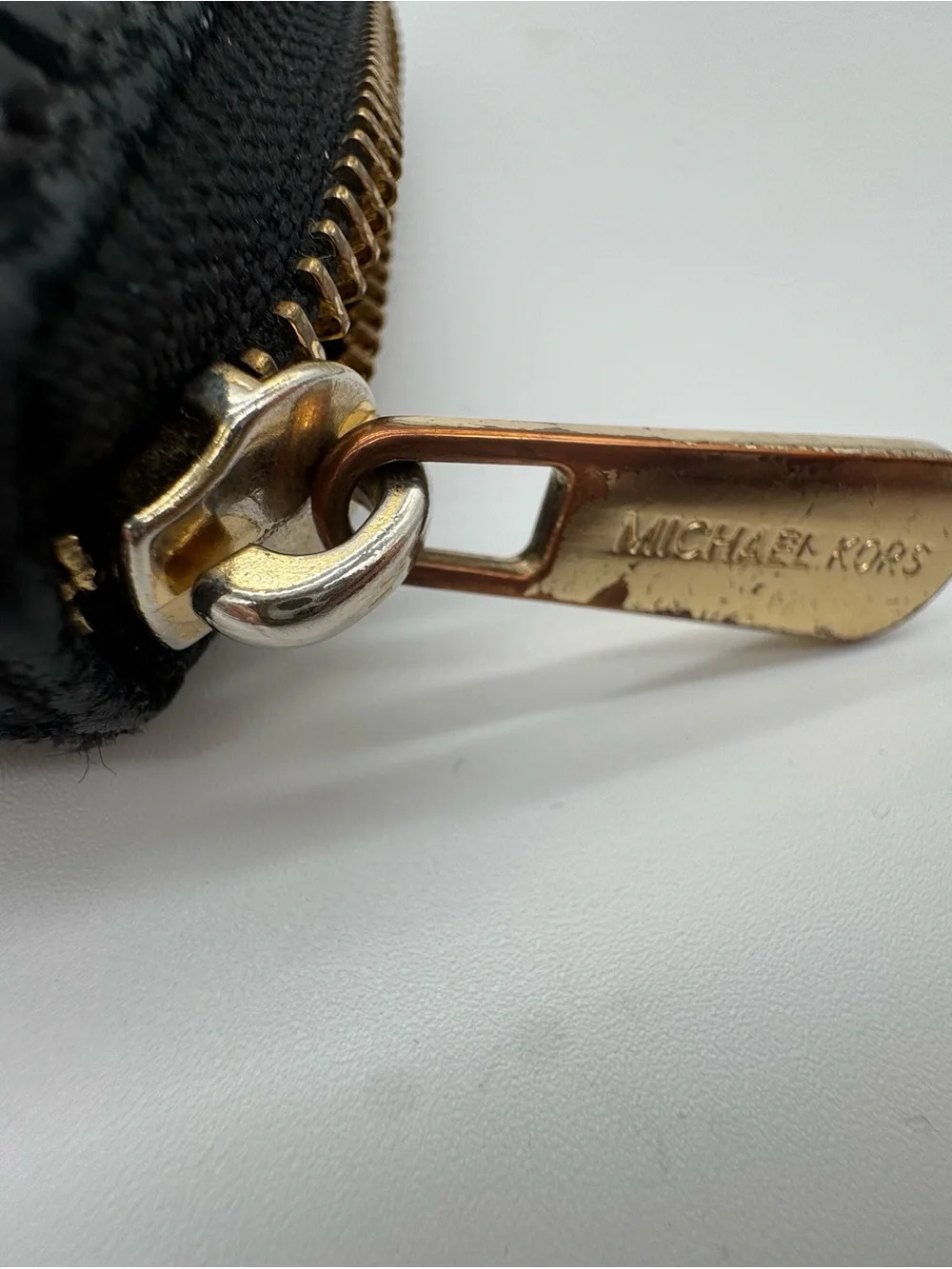 Michael Kors Black Snake-Embossed Zip Wallet with Gold Plaque